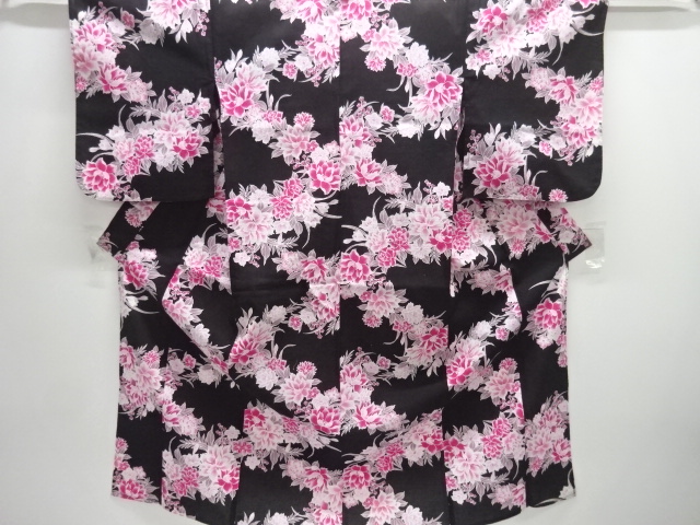 JAPANESE KIMONO / YUKATA FOR KIDS / COTTON / FLORAL PLANTS